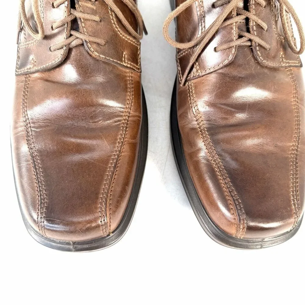 Ecco Helsinki 2 Dress Shoes Men's 44 Oxford Brown Leather Lace Up Comfort